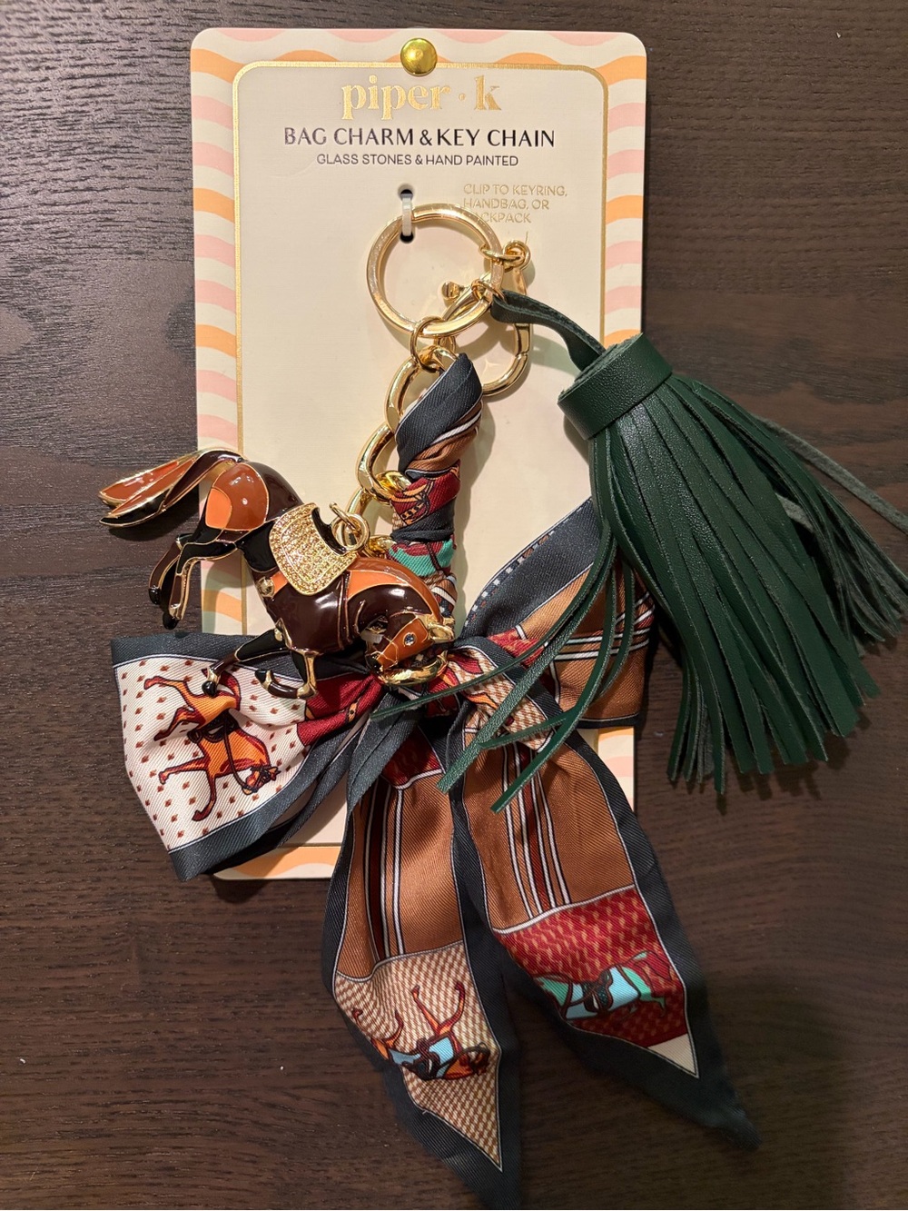 NEW! Viral Piper K Bag Charm Key Chain Equestrian Hand Painted Horse